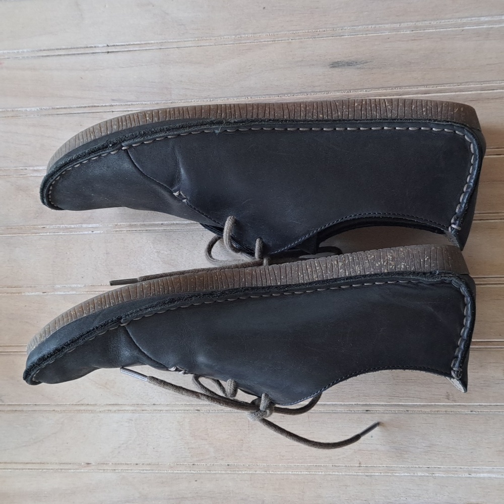 Clarks Janey Mae Blk Leather Oxford Flats  Gum Sole Lace Up Comfort Lightweight - Picture 9 of 11